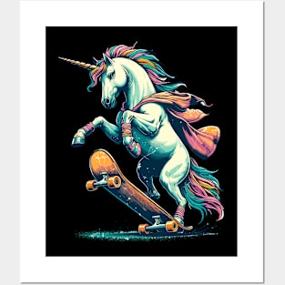 Fantasy unicorn skater Posters and Art